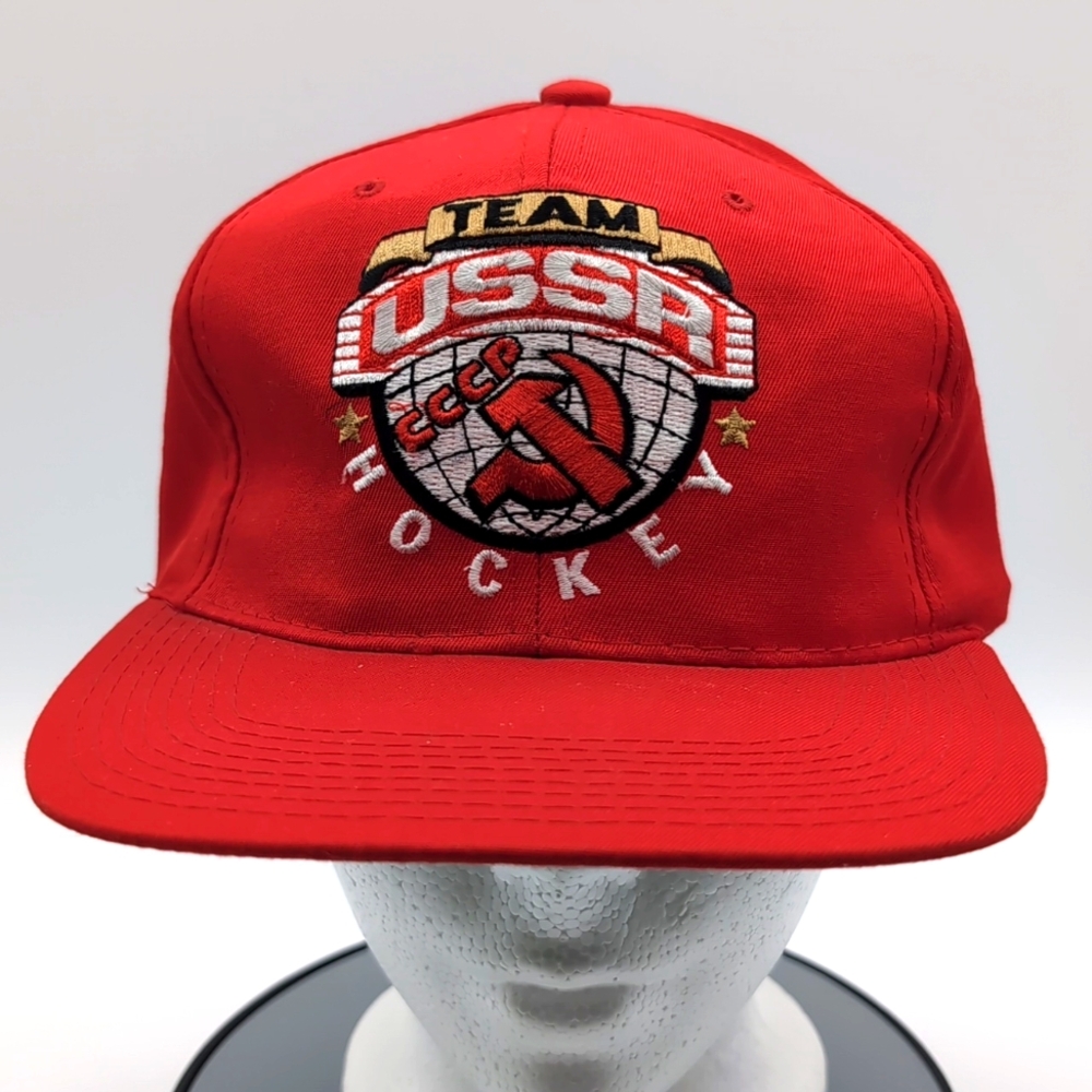 Starter| NWOT Vintage Team USSR Hockey Sports Cap Snap Back Green Brim